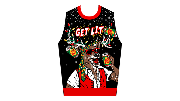 get lit reindeer ugly christmas sweater design