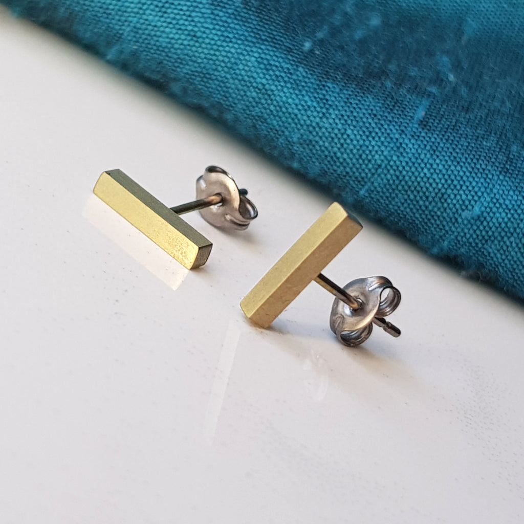 Titanium Stud Earrings - Bar Studs 5mm or 10mm, in a range of colours ...