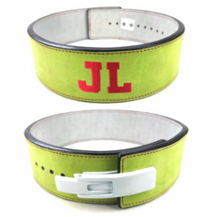custom-leather-weightlifting-belt-green-suede-white-red-text