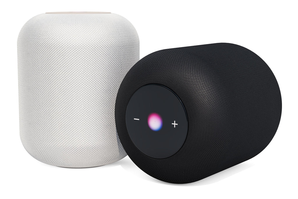 Black and white smart speakers