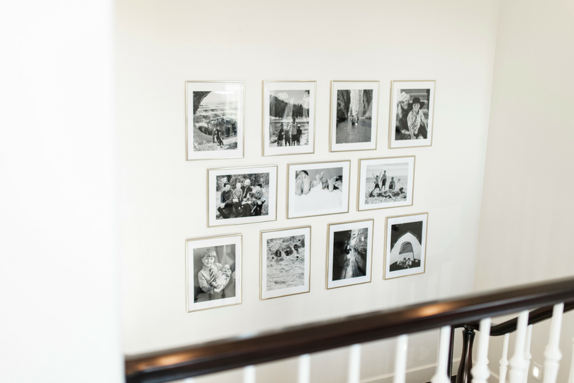 Gallery wall with black and white photos