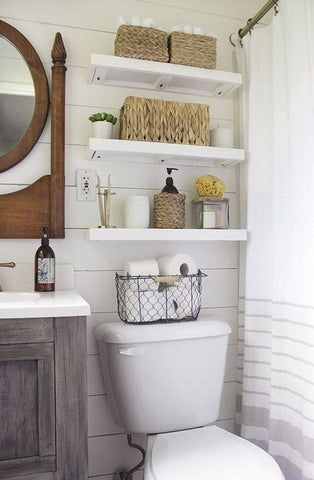 Bathroom with floating shelves 