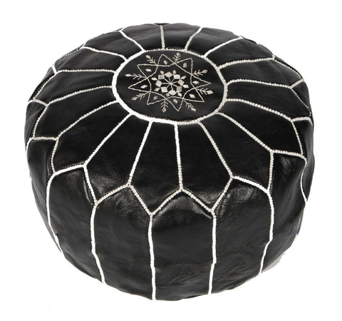 Moroccan leather pouf ottoman