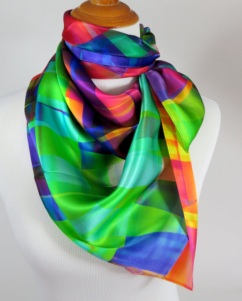 Silk Scarf, Womens Scarf Silk, Bright 