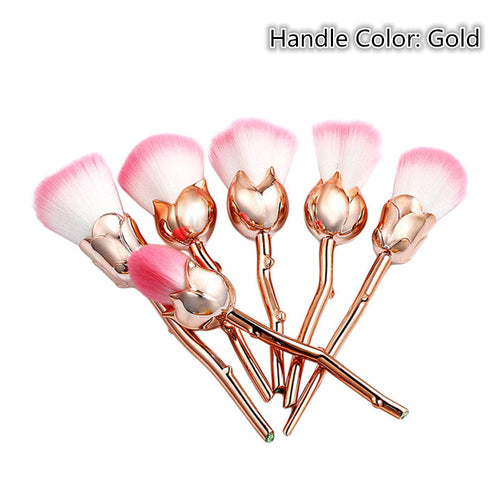 6 Pc Rose Shaped Makeup Brush Set Global Black Diamond