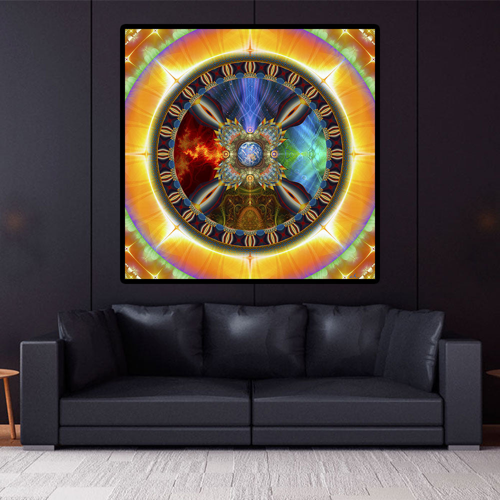 Shamanic Wheel of Life Tapestry | Gaia Wall Hanging | Seed of Light