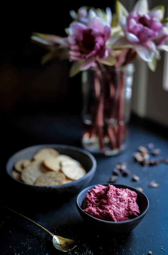 Beetroot hummus dip recipe by Karen Fischer