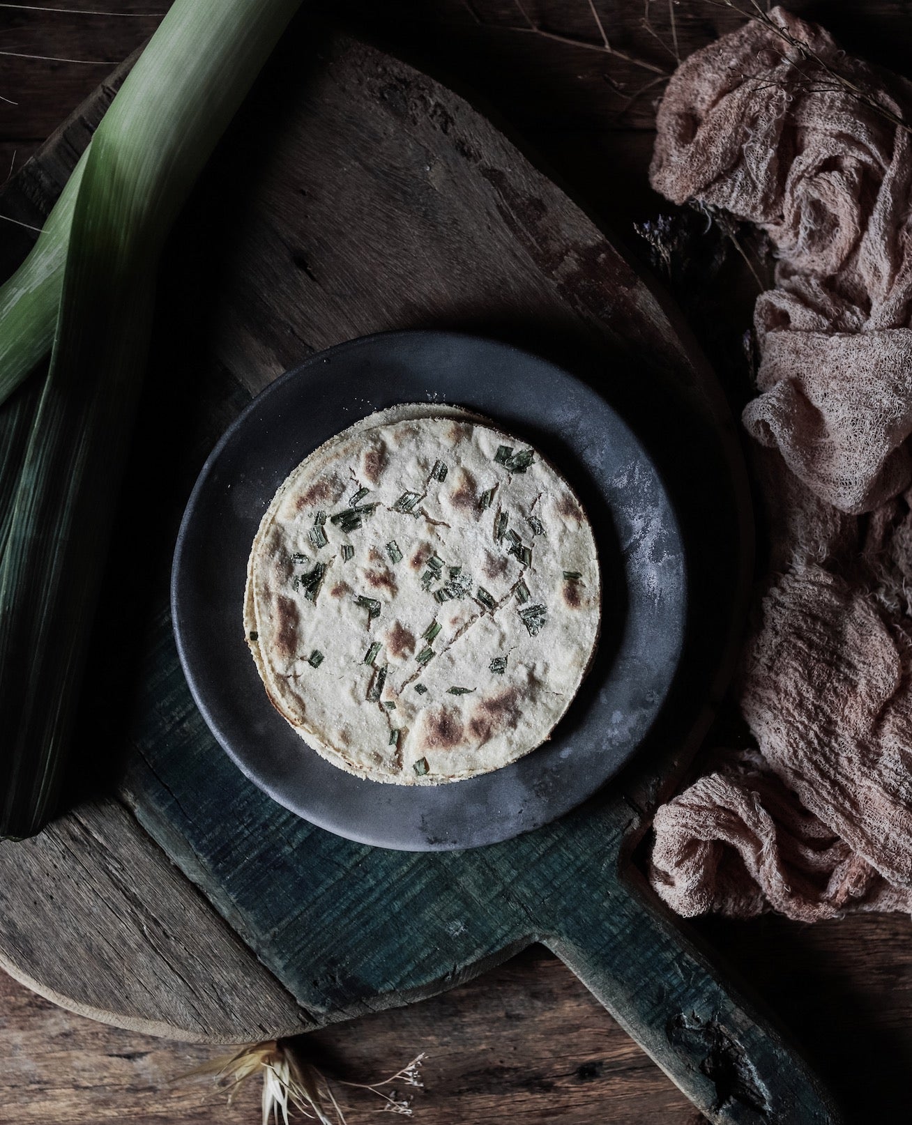 Oat and leek flatbread recipe