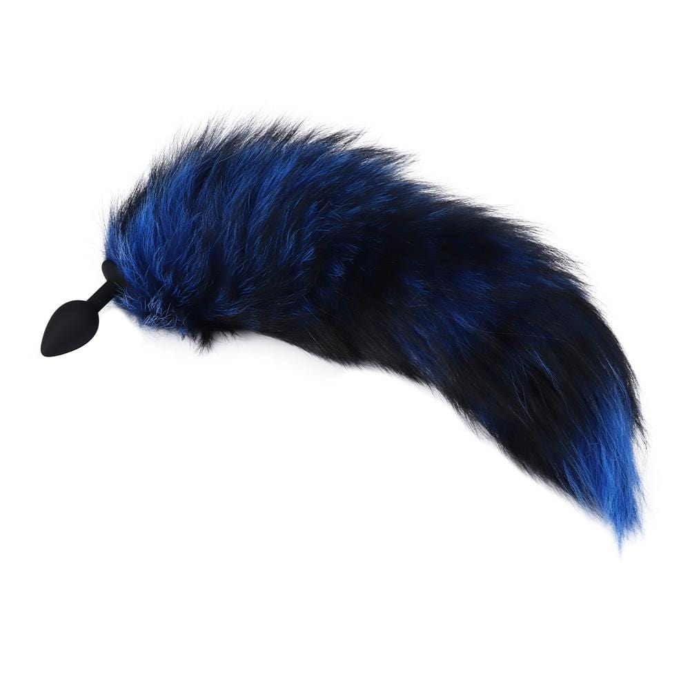 Fox Tail Black Silicone Plug Black And Blue 17 Love Plugs