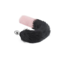 18" Black With Pink Fox Tail Butt Plug