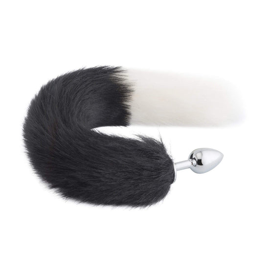 BLACK & WHITE FOX TAIL PLUG 16