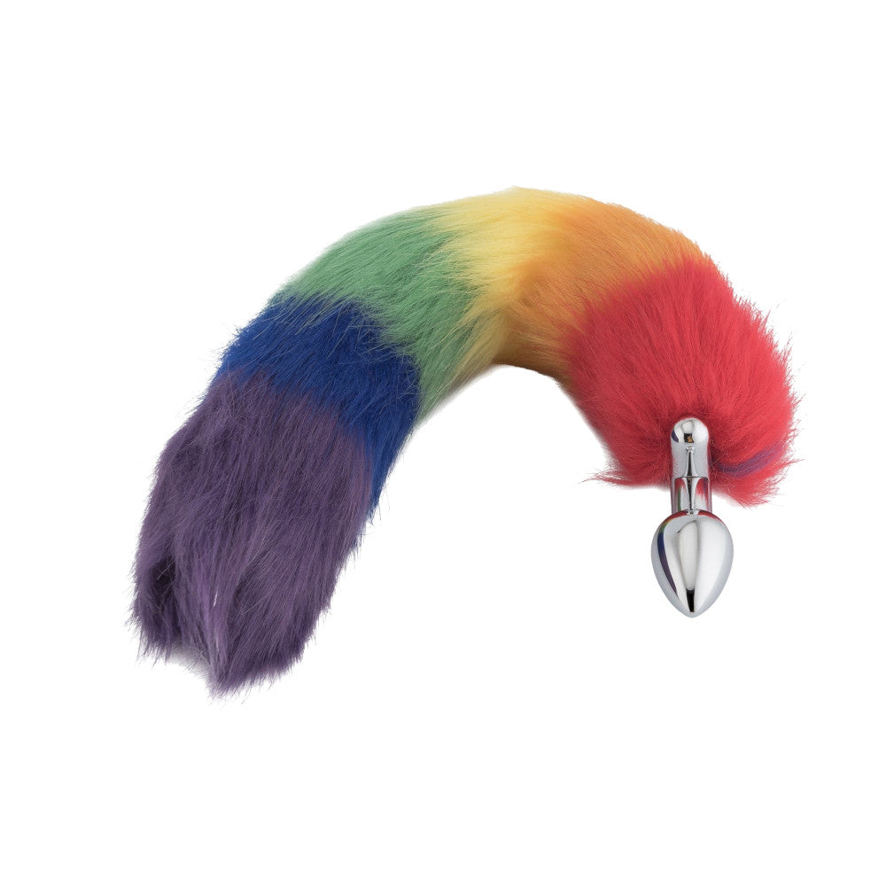 18 Shapeable Rainbow Colored Fox Tail Metal Butt Plug