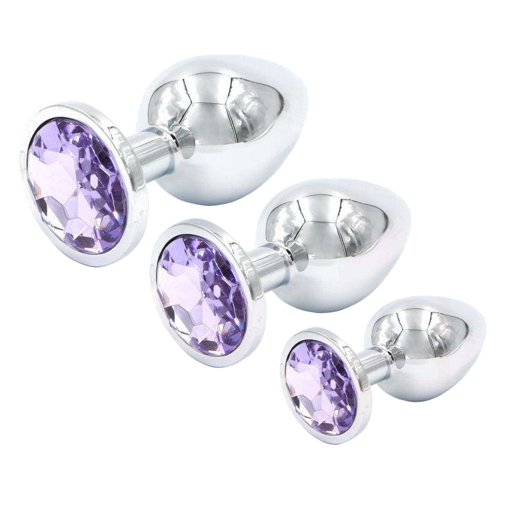 3 Pieces Multi Color Jewel-Plated Stainless Steel Plug -8263
