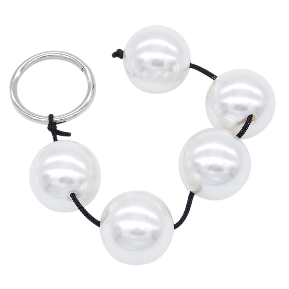 11 Pearl Colored Anal Beads On A String With Pull Ring Love Plugs