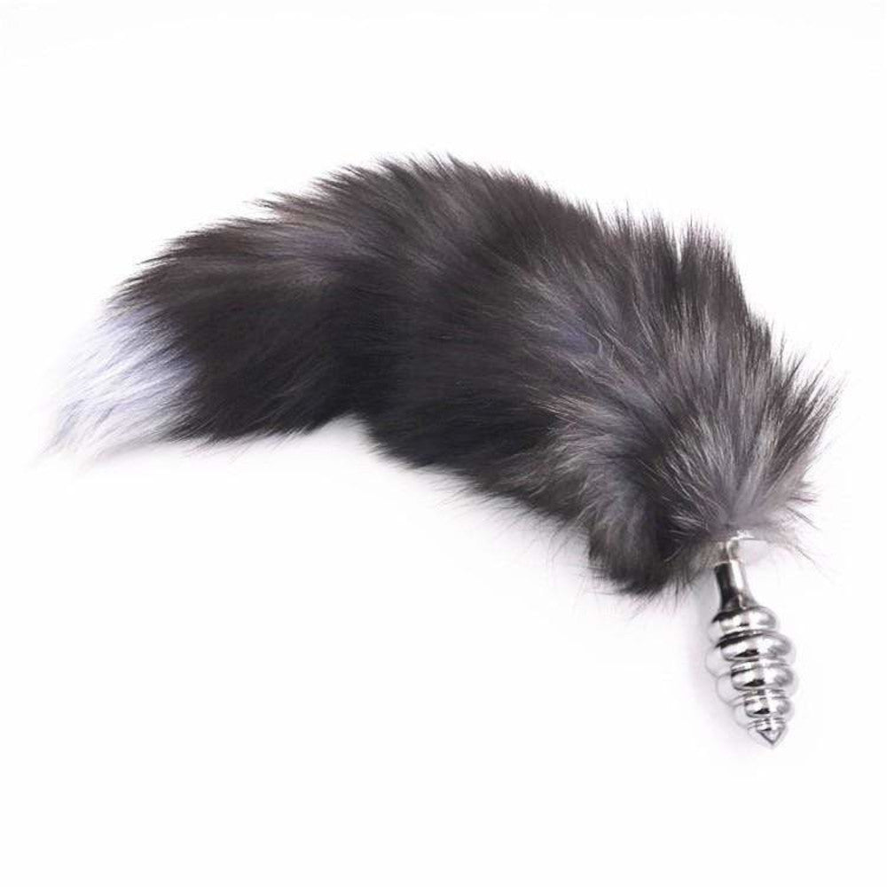 15 Dark Fox Tail With Ribbedtype Princess Plug And Extra