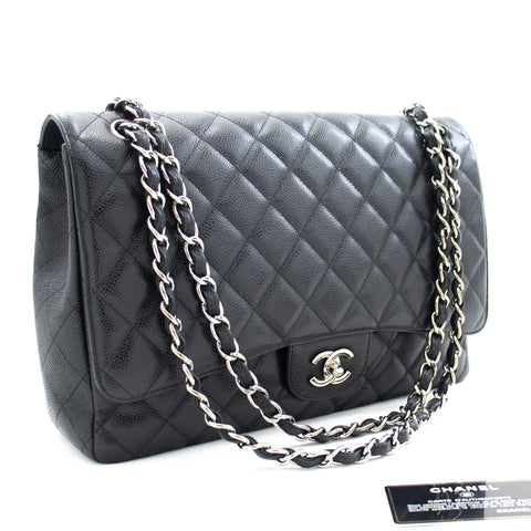 CHANEL Caviar Skin Chain Shoulder Bag W29cm Black Japan [Used]