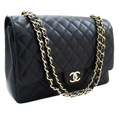 CHANEL Half Moon Chain Shoulder Crossbody Bag Black Flap Quilted