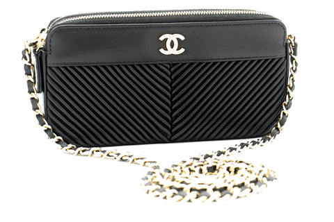 CHANEL Small Chain Shoulder Bag Clutch Black Quilted Flap Lambskin j85 –  hannari-shop