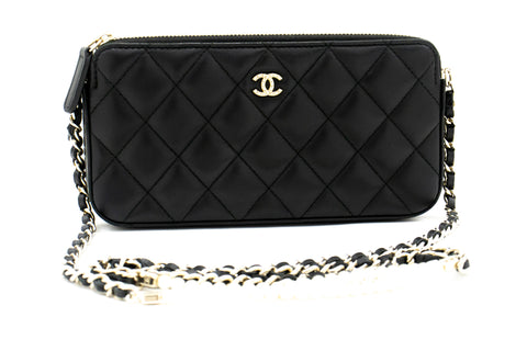 CHANEL, Bags, Chanel Woc Wallet On A Chain Crossbody Black Leather Cc  Logo Classic Roomy