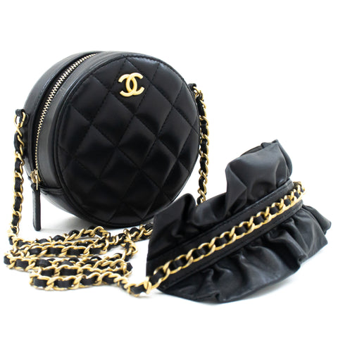 CHANEL Small Chain Shoulder Bag Clutch Black Quilted Flap Lambskin d22 –  hannari-shop