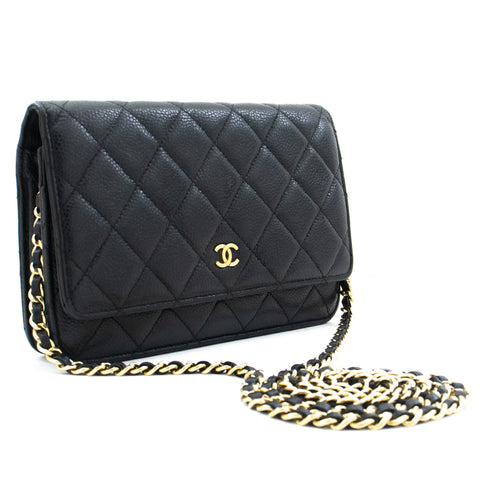 Chanel Wallet on Chain shoulder bag (WOC) 2.55 IN BLACK QUILTED ICE VEILLI  LEATHER-100880 ref.948943 - Joli Closet