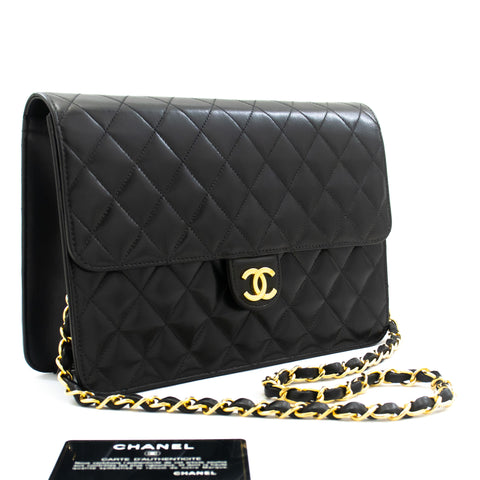 CHANEL Classic Double Flap Medium Chain Shoulder Bag Black Quilted k97 –  hannari-shop