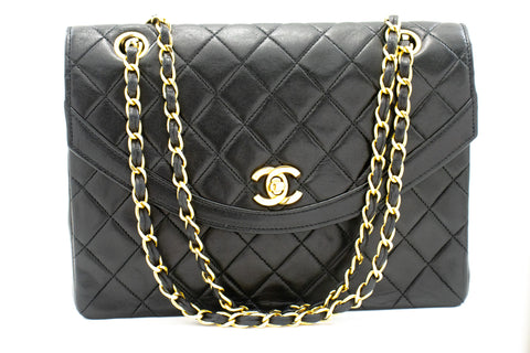 CHANEL Classic Double Flap 9 Chain Shoulder Bag Black Lambskin L40 –  hannari-shop