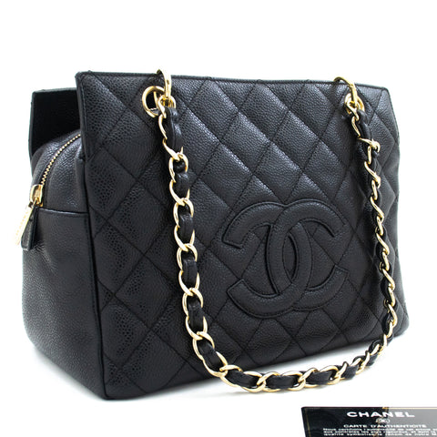 CHANEL Large Classic Handbag Chain Shoulder Bag Flap Black Caviar Leather  ref.540697 - Joli Closet