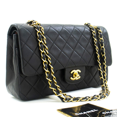 CHANEL Small Chain Shoulder Bag Clutch Black Quilted Flap Lambskin