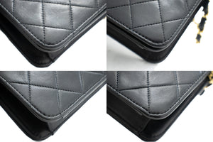 CHANEL lančana torba za rame s punim preklopom Clutch crna prošivena janjeća koža j67 hannari-shop