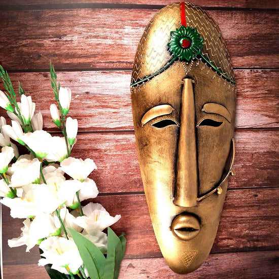 Wall Mask | Decorative Tribal Masks For Home Entrance & Living Room |Man &  Woman Metal Face Hanging - For House, Door, Hall-Way, Balcony Decoration 