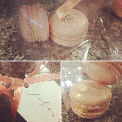 Peach and Rose Gold Macaron Wedding Favours
