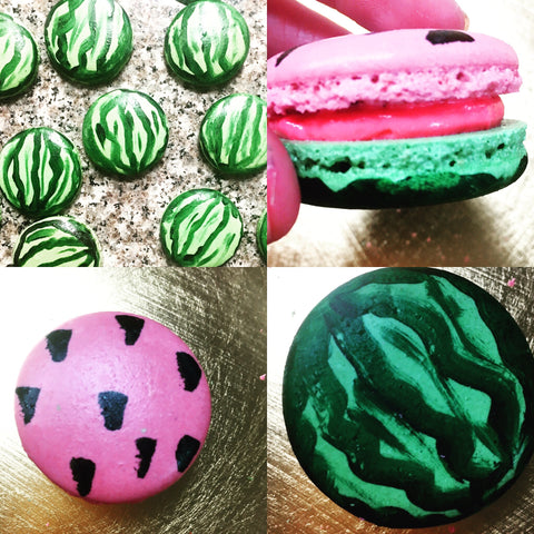 Watermelon themed macarons