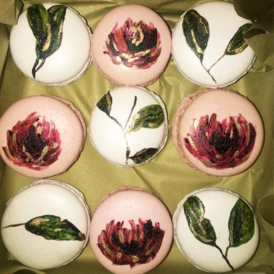 Handpainted floral macarons