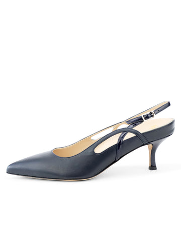 navy leather slingbacks