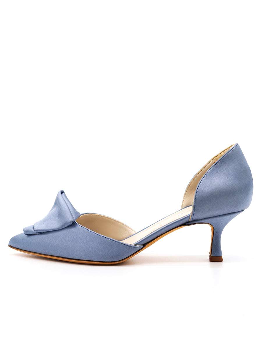 Something Bleu Women's Sadie D'Orsay Kitten Heel in Blue Satin