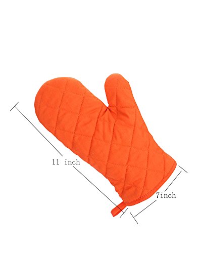 Nachvorn Oven Mitts, Premium Heat Resistant Kitchen Gloves Cotton & Polyester Quilted Oversized Mittens, 1 Pair Orange