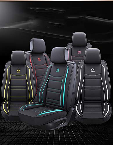 Luxury Leather Universal Auto Seat Covers, 5-Pc Full Set, Black & – and Caboodle
