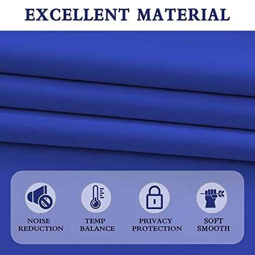 DONREN Royal Blue Blackout Curtain Panels for Bedroom - Thermal Insulated Solid Rod Pocket Curtain Panels (42 x 45 Inches,2 Panels)