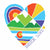 Super colorful heart shaped Breck Love sticker design by a super colorful Breckenridge artist