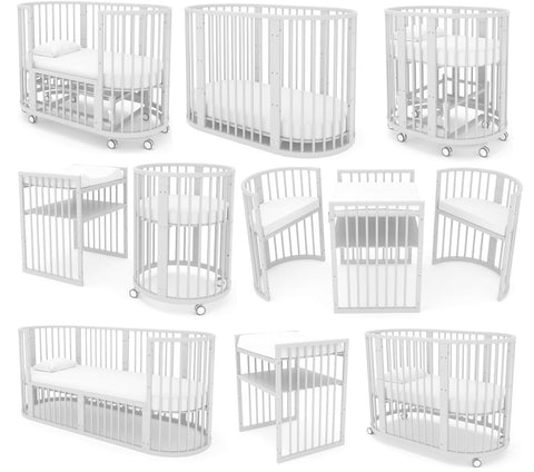 8-in-1 Convertible Round Crib made of 
