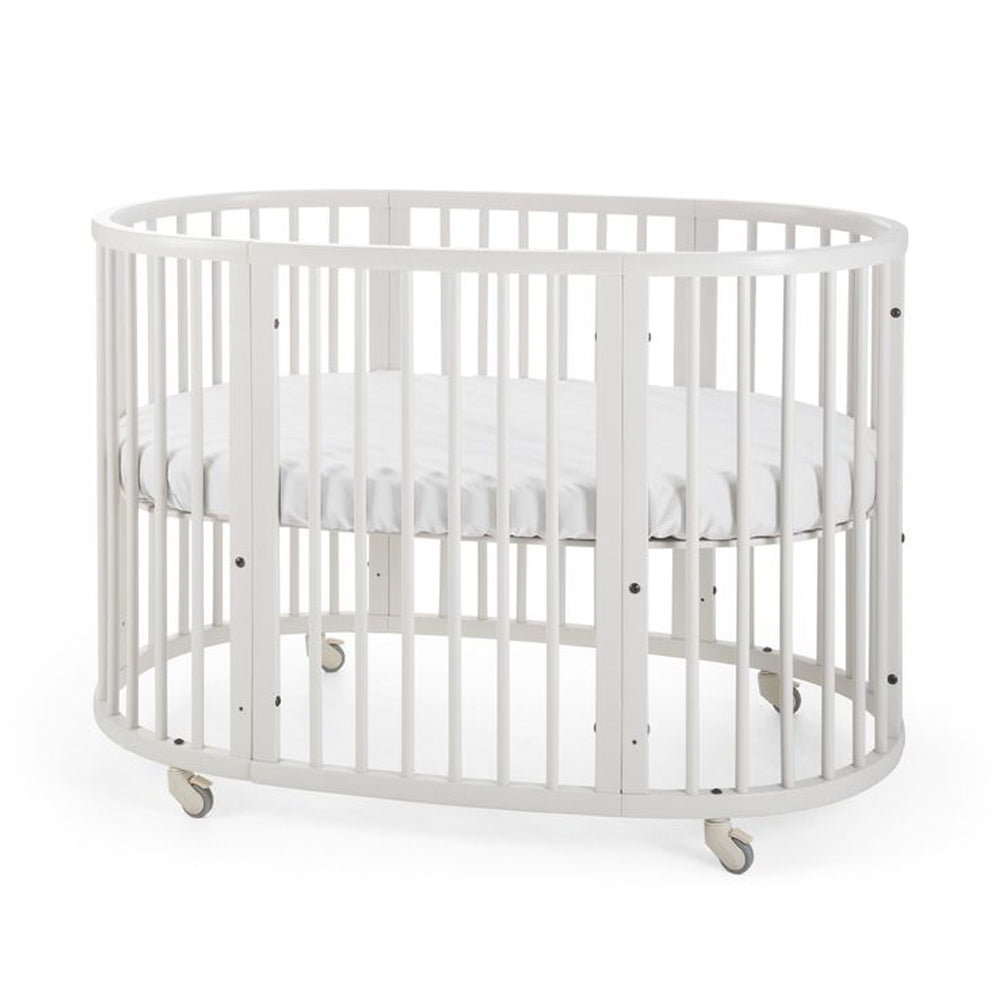 8 In 1 Convertible Round Crib Made Of Solid Pine Wood White