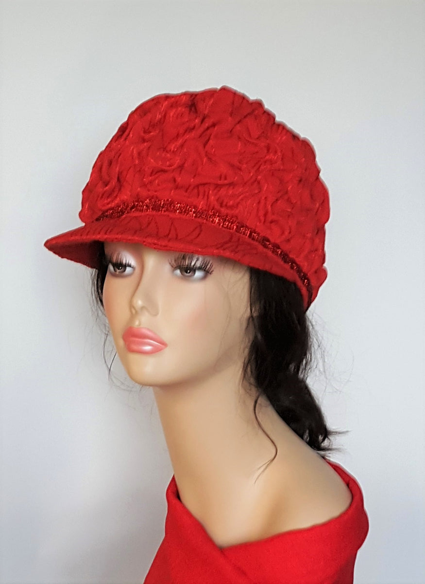 Red Fabric Stylish Casual Cap – Chic Chapeaus