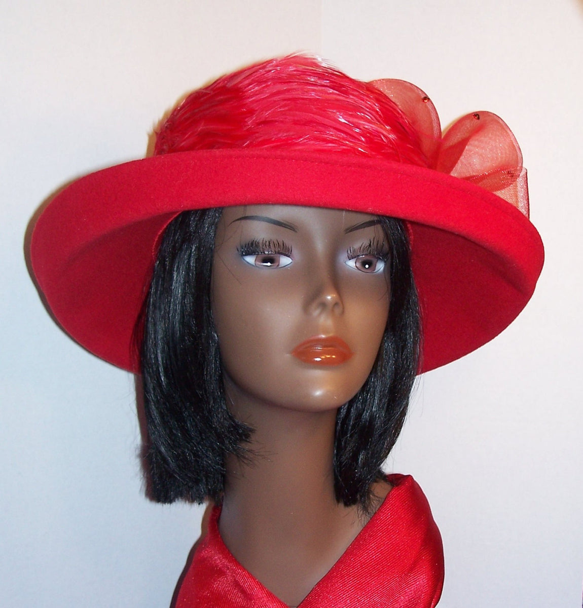 Ladies Red 100 Wool Felt Hat Chic Chapeaus