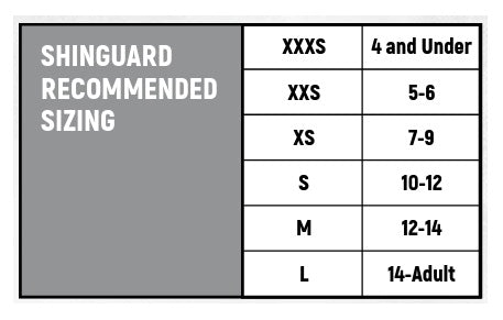 Shinguard Sizing Chart