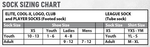 Sock sizing chart