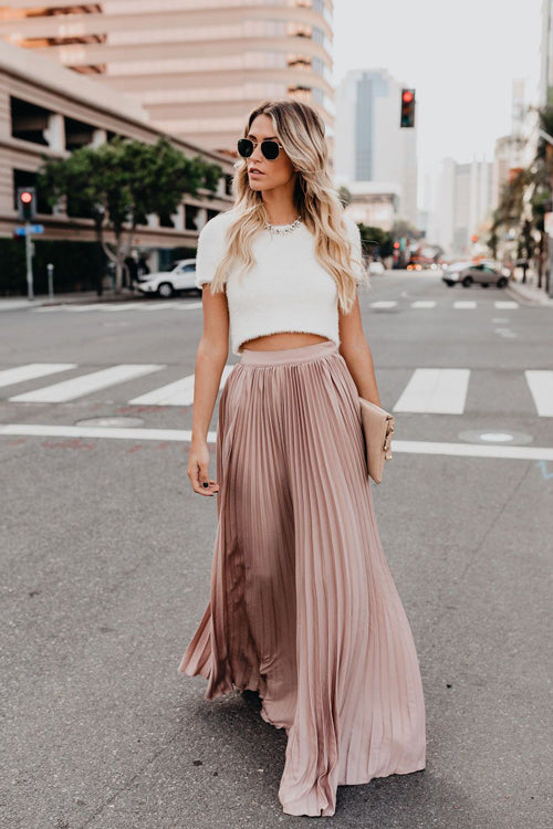 pleated maxi skirt