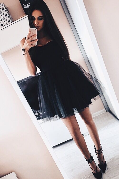 black tulle mini dress