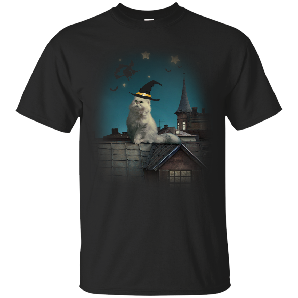 Cat Halloween Shirts White Cat With Wizard Hat - Teesmiley