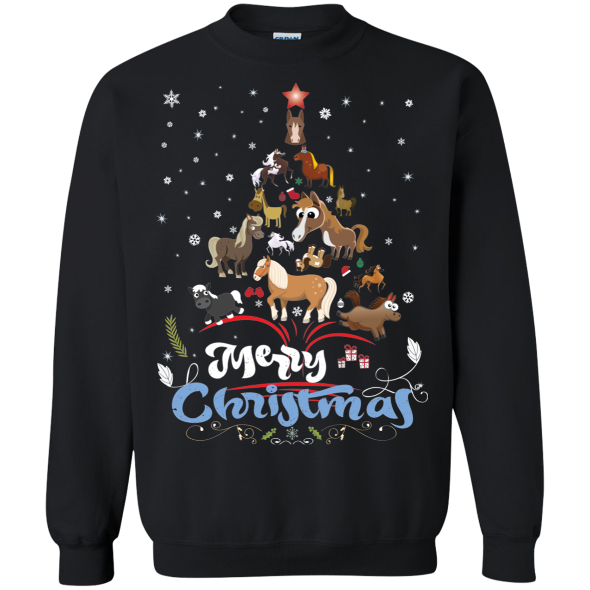 Hoodies Sweatshirts Merry Christmas Horse Christmas Ugly Sweater ...